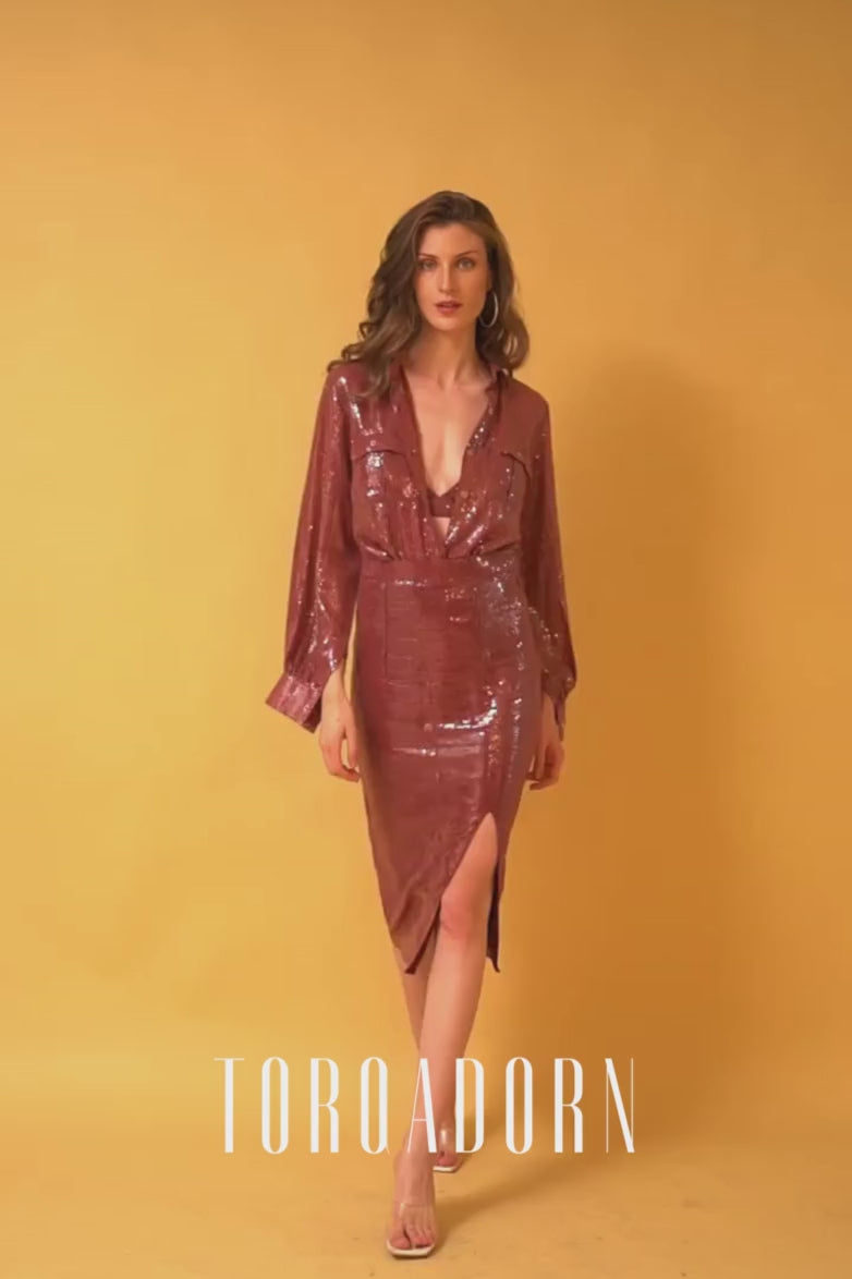 Sorbet Red Sequins Shirt