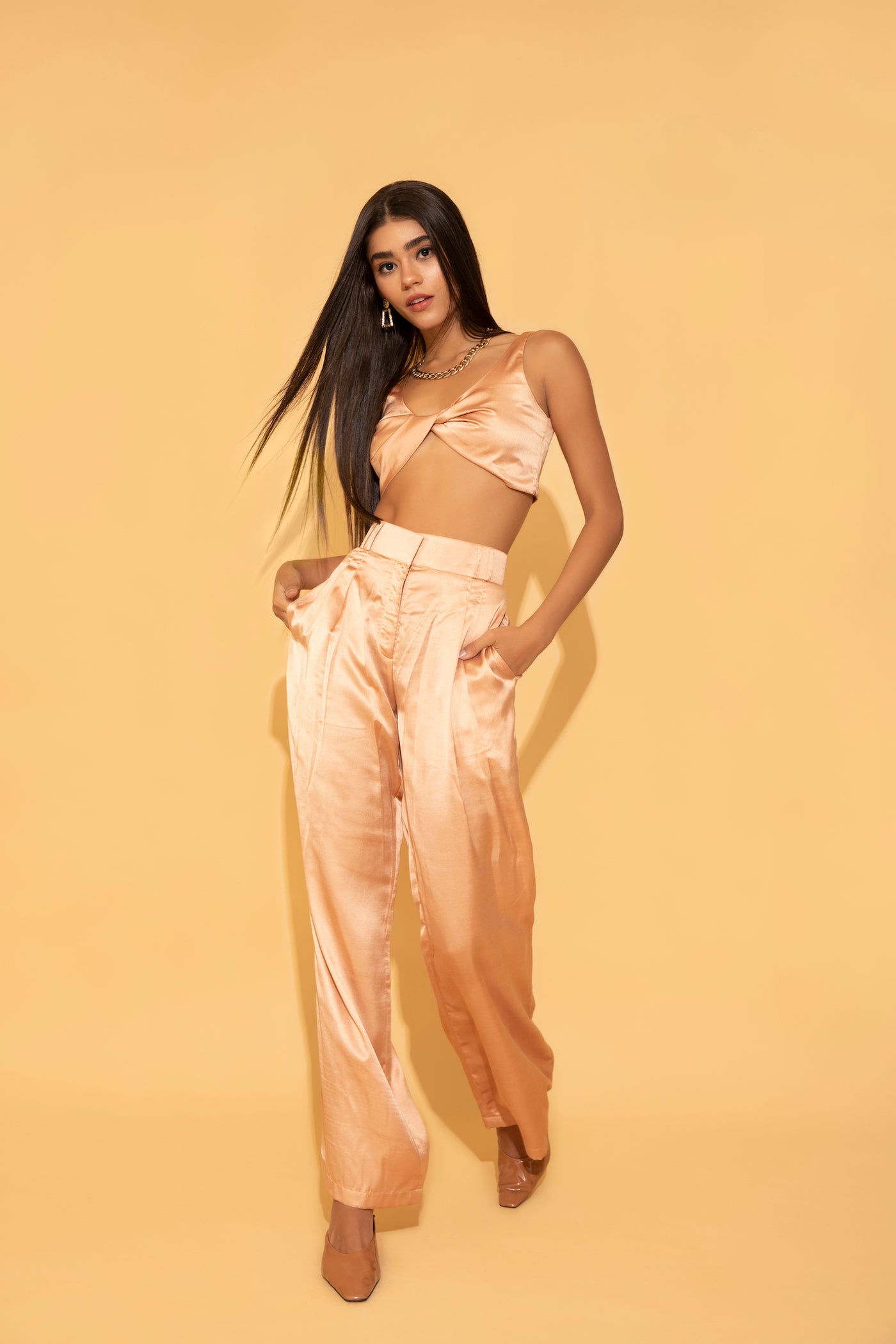 Chic satin crop top from Torqadorn