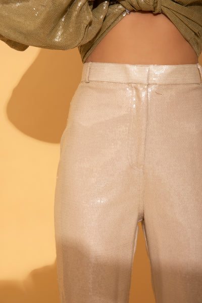 Cream Sequins Pants