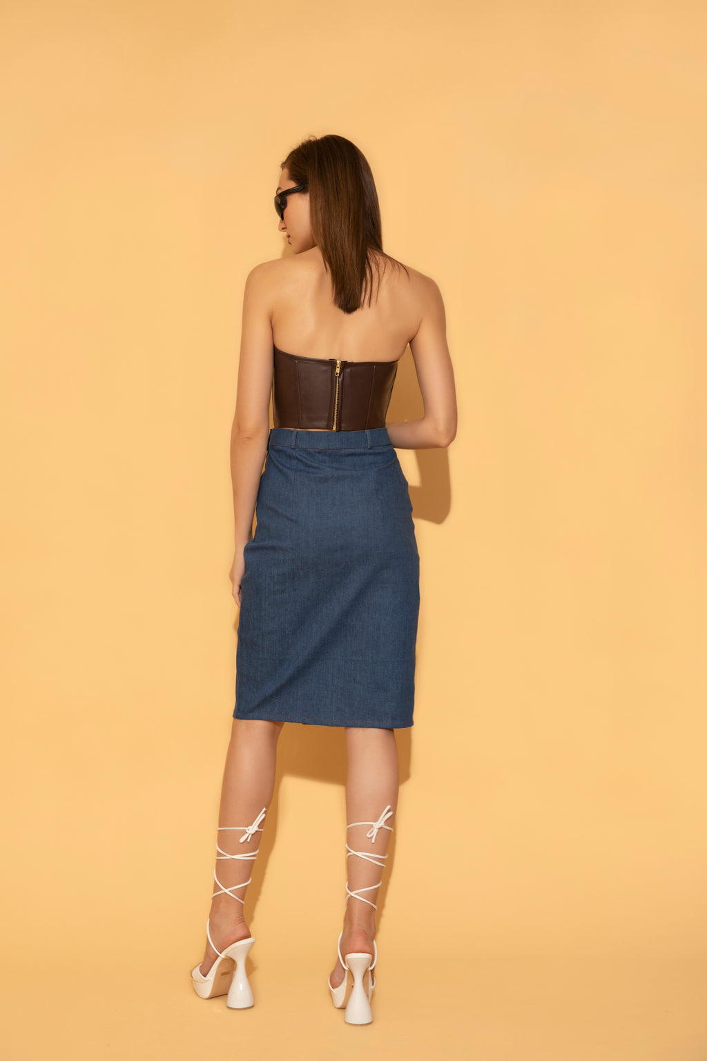 Brown Faux Leather Corset