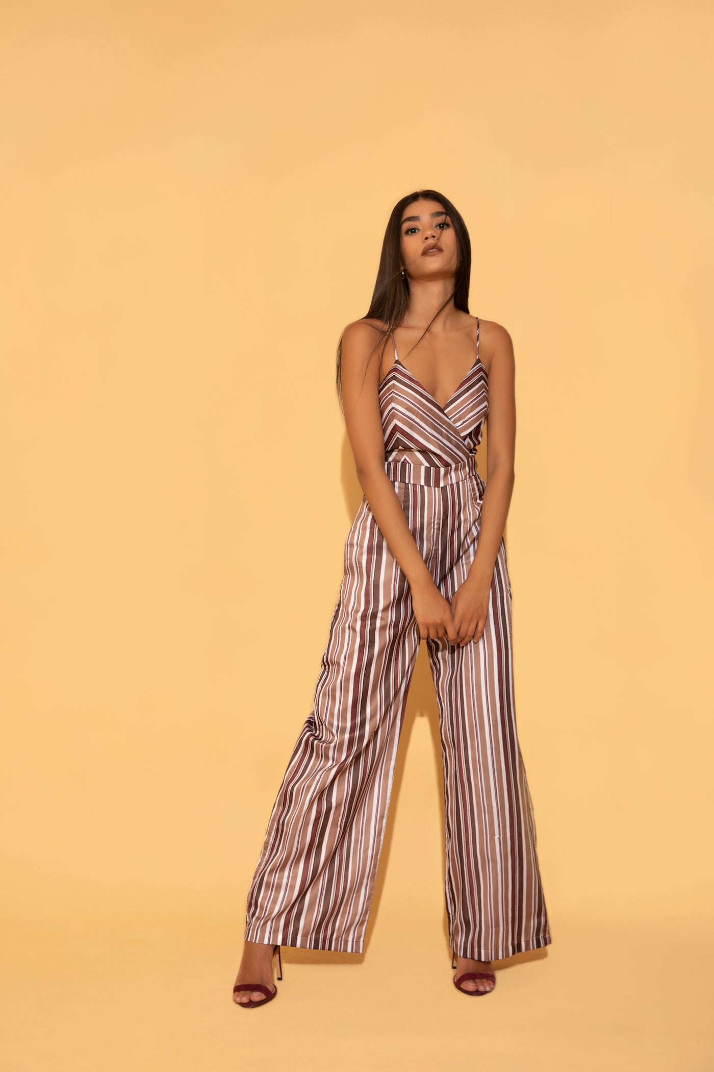 Casual jumpsuit in multi colour stripes from torqadorn