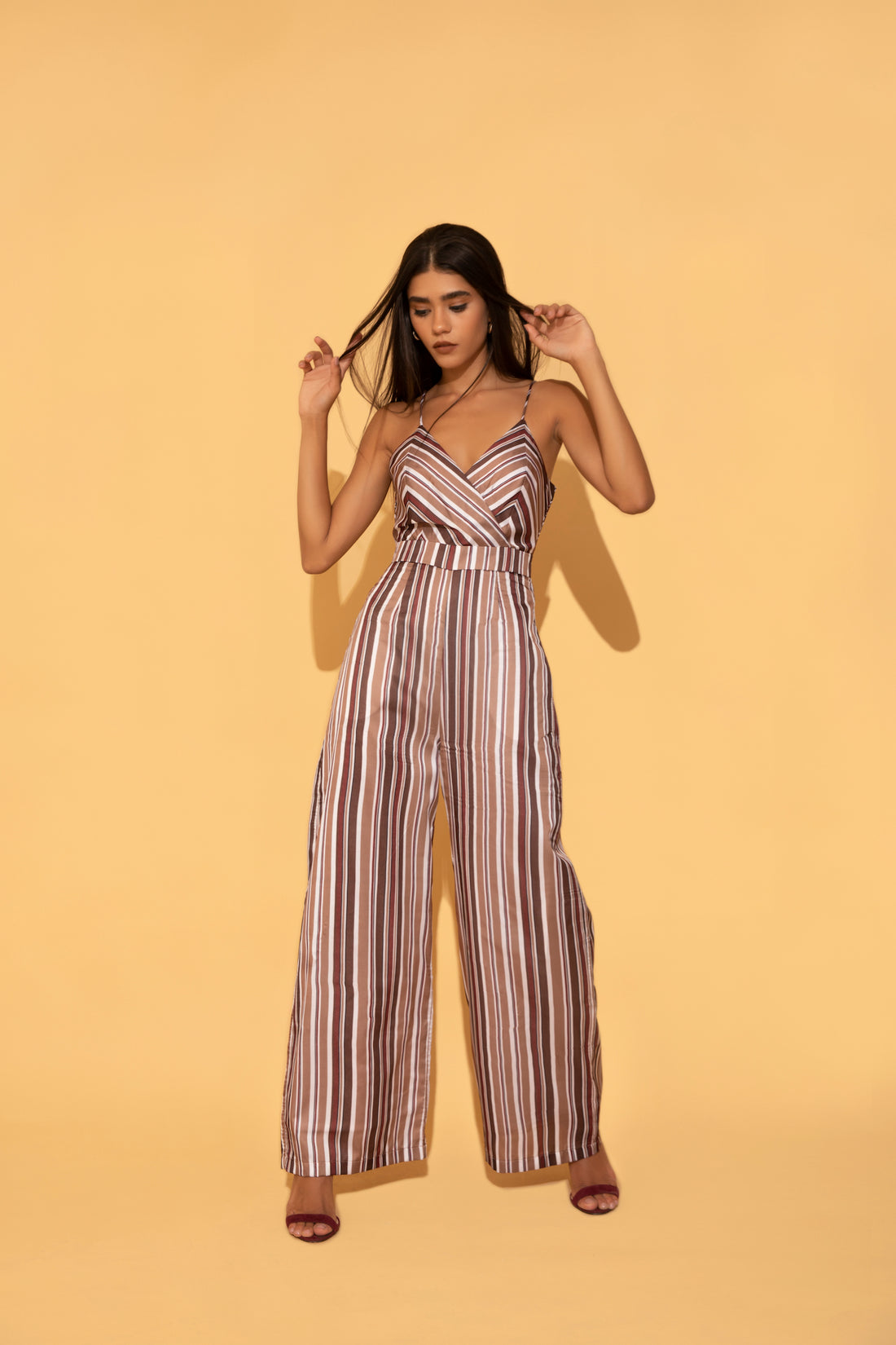 Casual jumpsuit in multi colour stripes from torqadorn