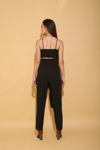 Black Double Belted Pants