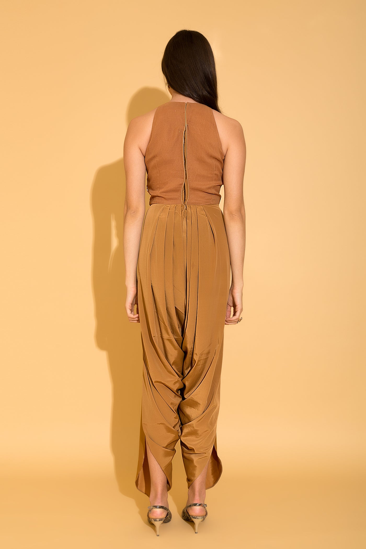Iced Coffee Embroidered Dhoti Jumpsuit