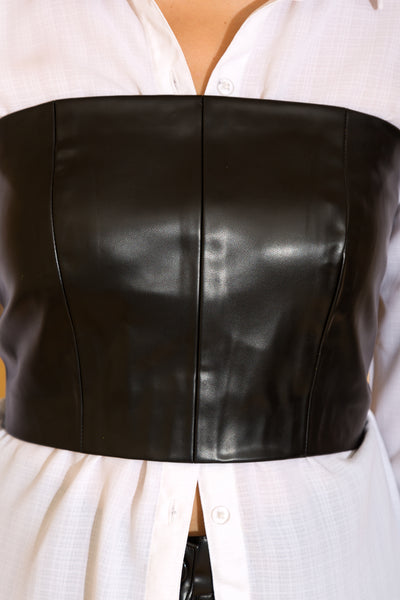 Black Faux Leather Tube Top