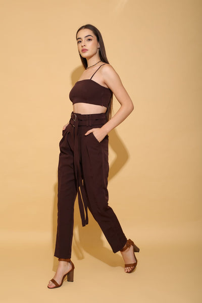 Brown Double Belted Pants