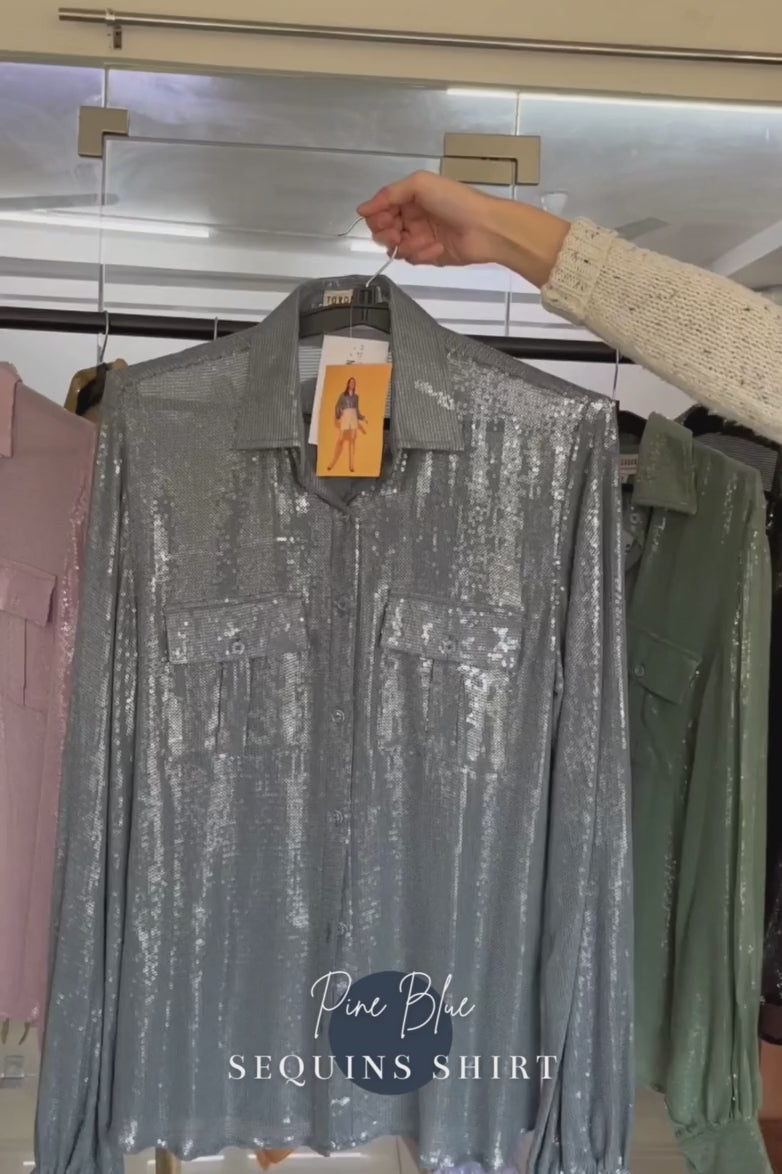Pine Blue Sequins Shirt