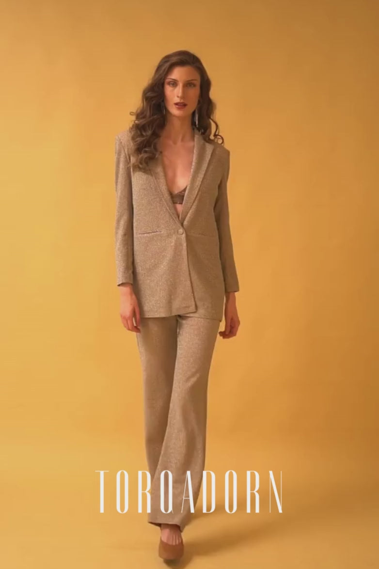 Champagne Shimmer Blazer and Pants Co-ord