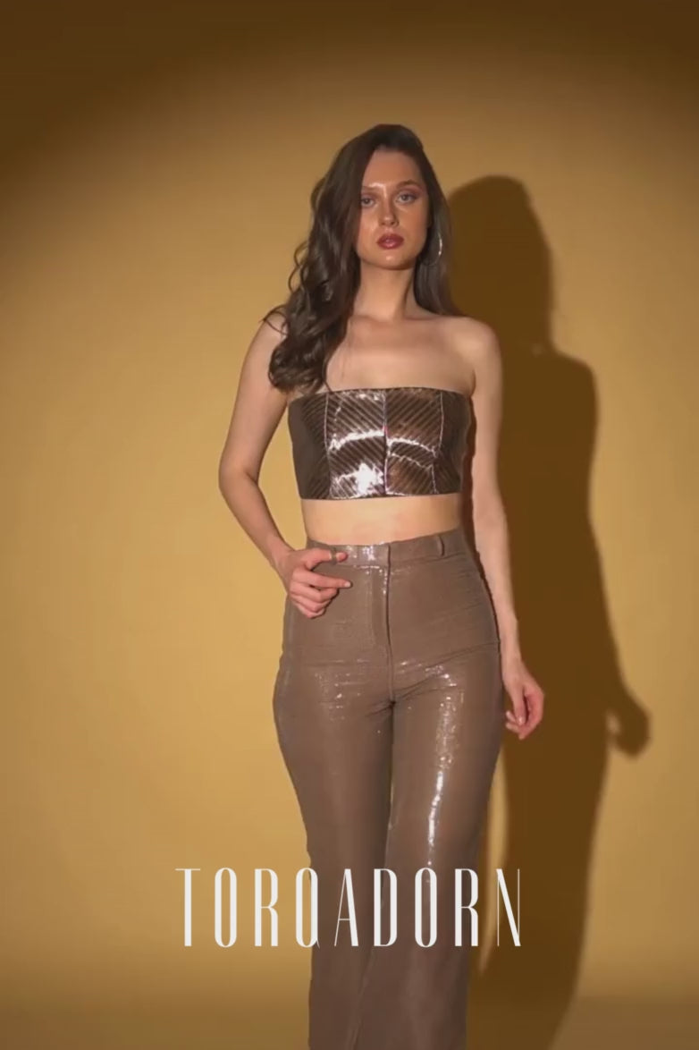 Metallic Chevron Tube Top