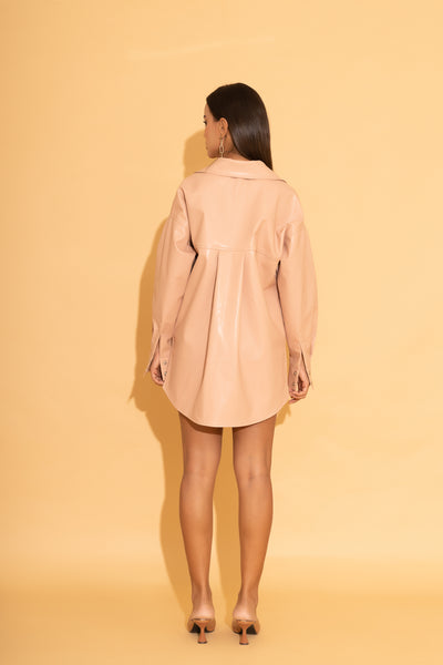 Nude Faux Leather Shacket